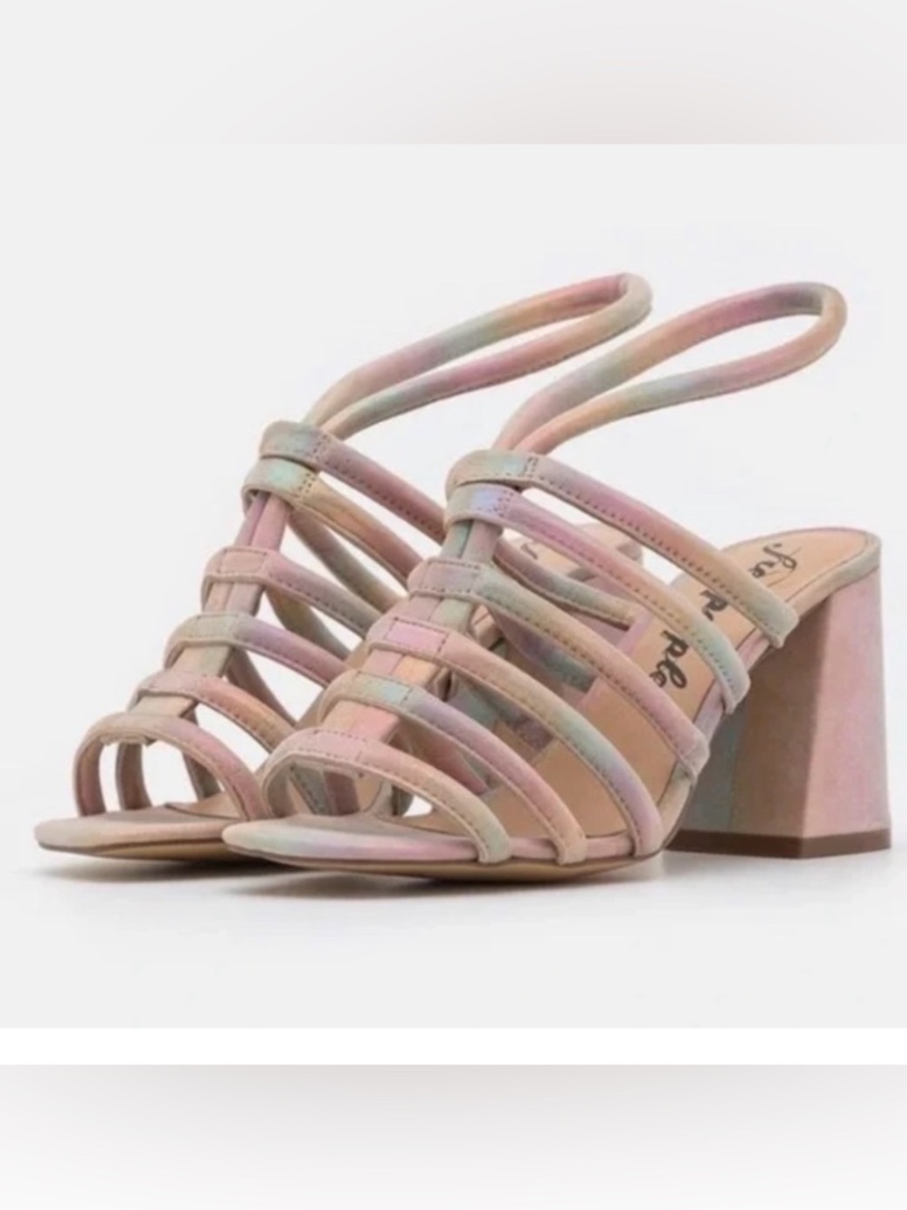 Free People Pastel Multi-Color Strappy Block Heel Sandals